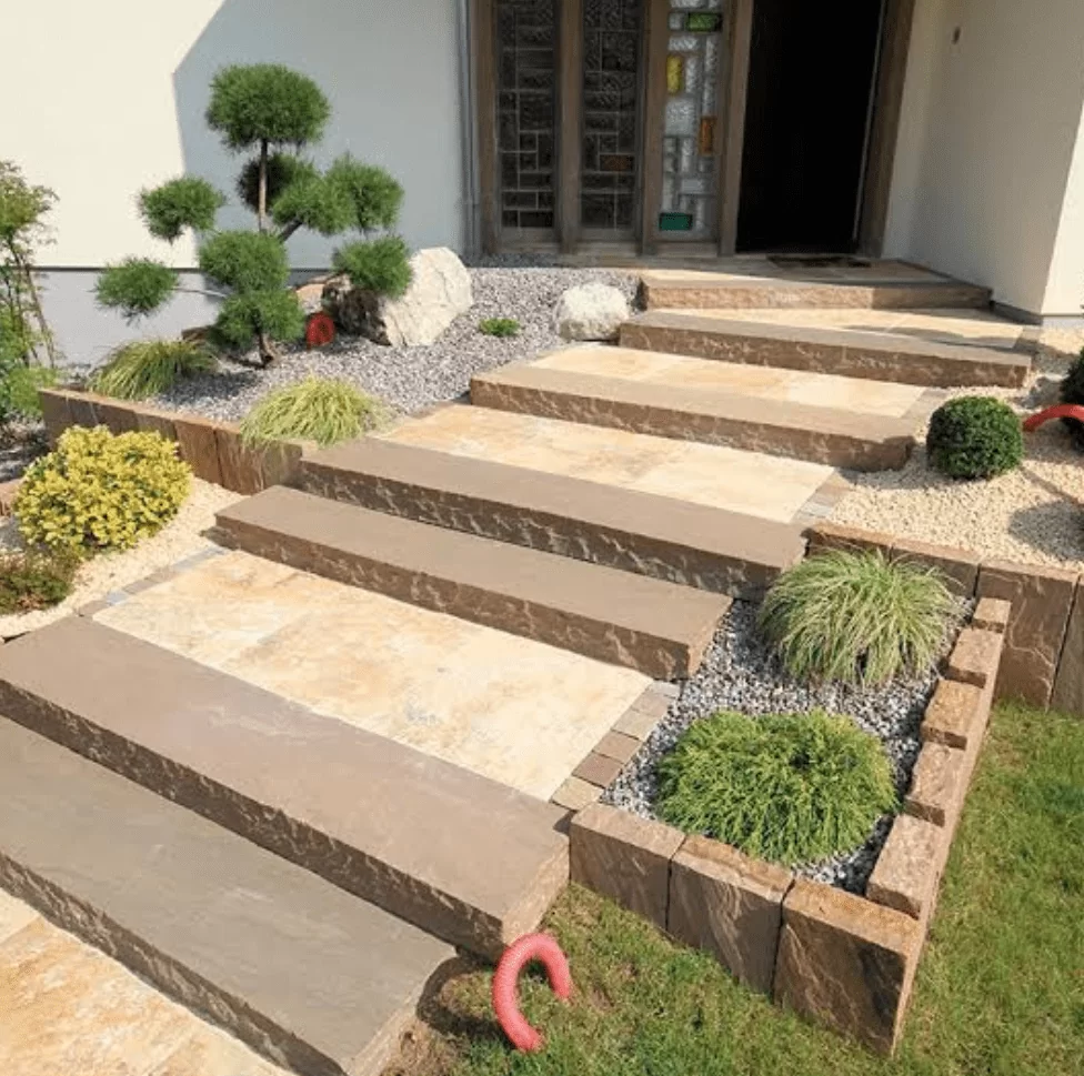Autumn brown Sandstone steps