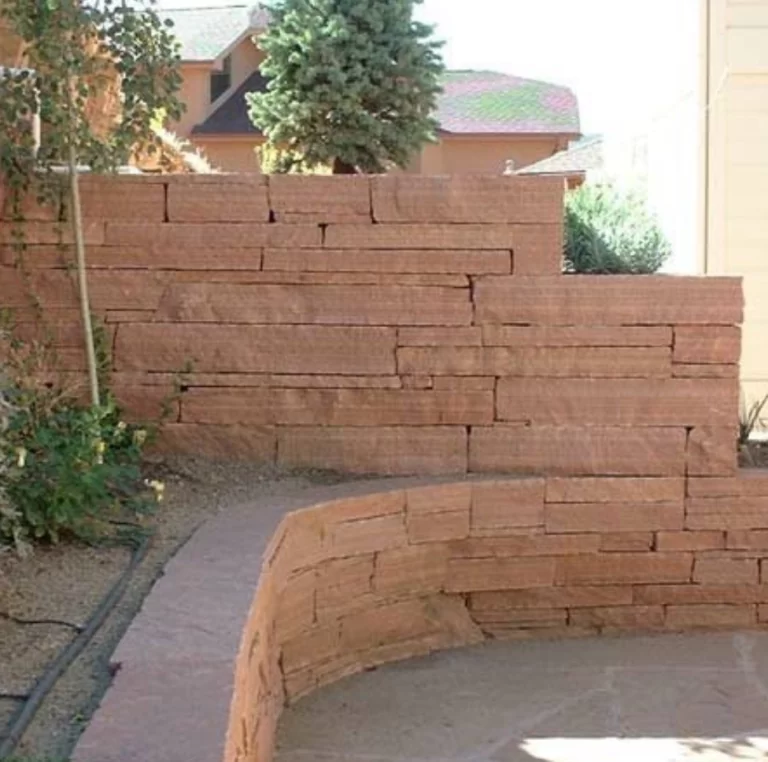 Red sandstone walling