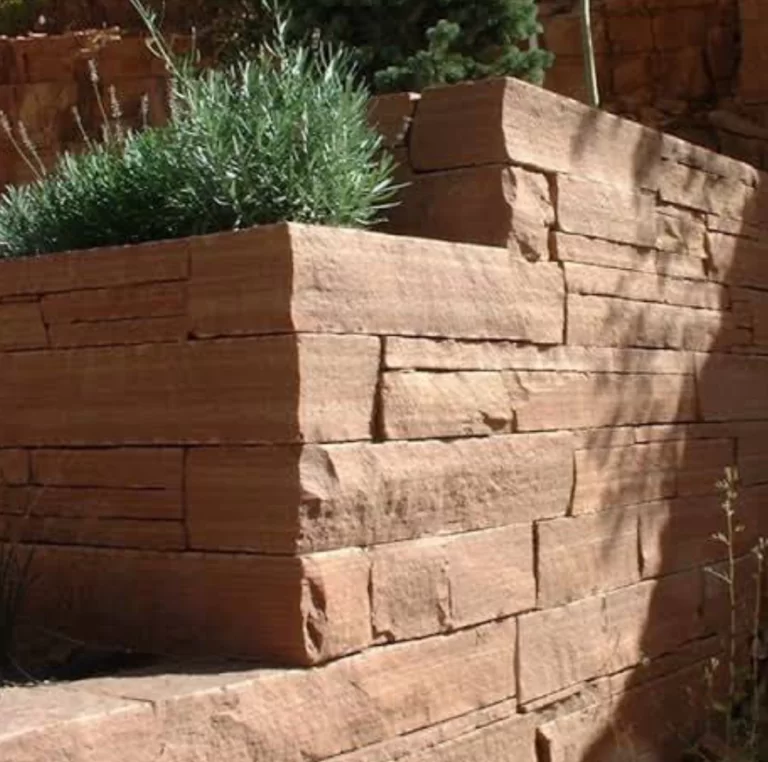 Red sandstone walling